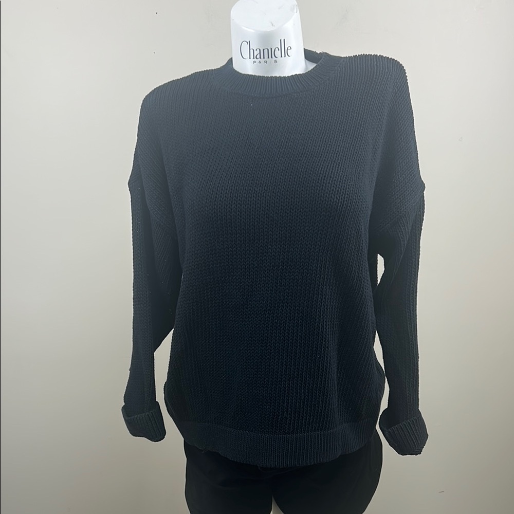 EILEEN FISHER slouchy cotton black pull over sweater small